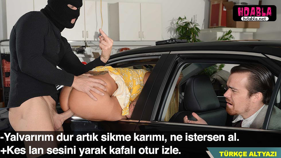 Hırsız beni arabanın içine kilitleyip karımı ön camda sikti