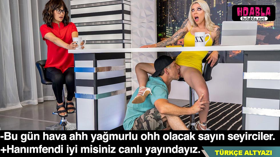 Canlı yayında masanın altından spikerin bacak arasını yalıyor